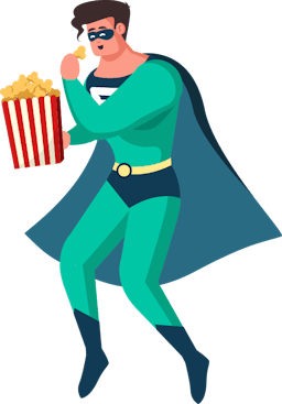 Publer hero with popcorn as illustration